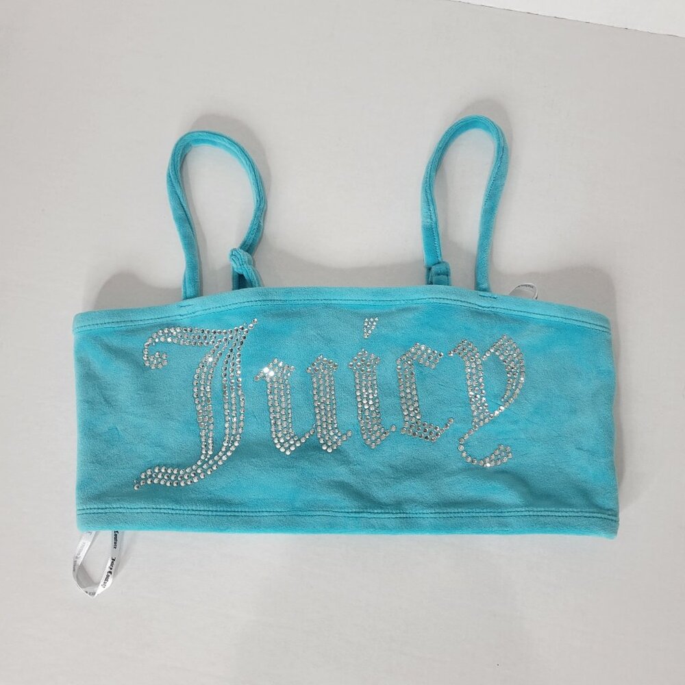 NWT Juicy Couture Velour Tube Top Crop Top Size Small w/ Rhinestones